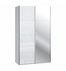 Armario puertas correderas W26 DE 120 cm Blanco brillo - y puerta Espejo