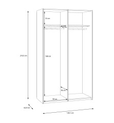 Armario puertas correderas W26 DE 120 cm Blanco brillo - y puerta Espejo