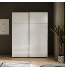 Armario puertas correderas  W26 DE 150 cm Blanco brillo cristal