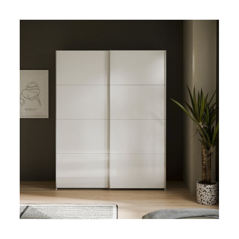 Armario puertas correderas  W26 DE 150 cm Blanco brillo cristal