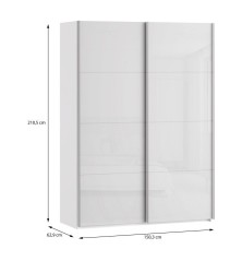 Armario puertas correderas  W26 DE 150 cm Blanco brillo cristal