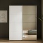 Armario puertas corredera W26 DE 150 cm Blanco mate y una puerta con  espejo