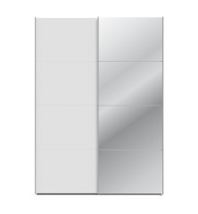Armario puertas corredera W26 DE 150 cm Blanco mate y una puerta con  espejo