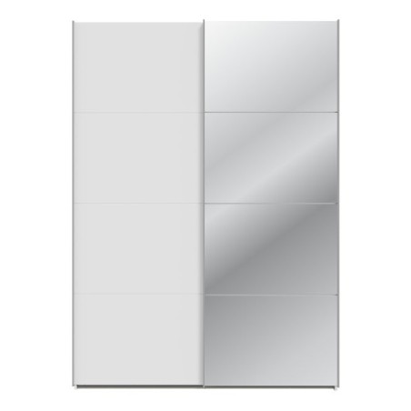 Armario puertas corredera W26 DE 150 cm Blanco mate y una puerta con  espejo