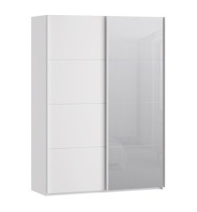 Armario puertas corredera W26 DE 150 cm Blanco mate y una puerta con  espejo