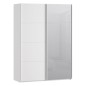 Armario puertas corredera W26 DE 150 cm Blanco mate y una puerta con  espejo