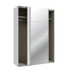 Armario puertas corredera W26 DE 150 cm Blanco mate y una puerta con  espejo