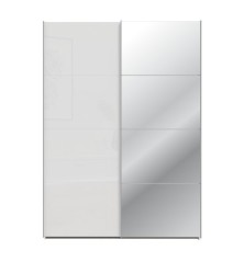 Armario puertas correderas  W26 DE 150 cm  1 pta. en blanco brillo  y puerta con espejoEspejo