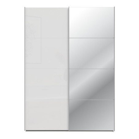 Armario puertas correderas  W26 DE 150 cm  1 pta. en blanco brillo  y puerta con espejoEspejo