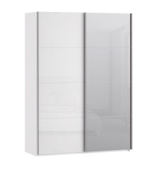 Armario puertas correderas  W26 DE 150 cm  1 pta. en blanco brillo  y puerta con espejoEspejo