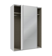 Armario puertas correderas  W26 DE 150 cm  1 pta. en blanco brillo  y puerta con espejoEspejo