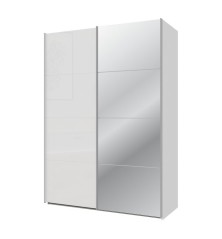 Armario puertas correderas  W26 DE 150 cm  1 pta. en blanco brillo  y puerta con espejoEspejo
