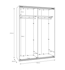 Armario puertas correderas  W26 DE 150 cm  1 pta. en blanco brillo  y puerta con espejoEspejo