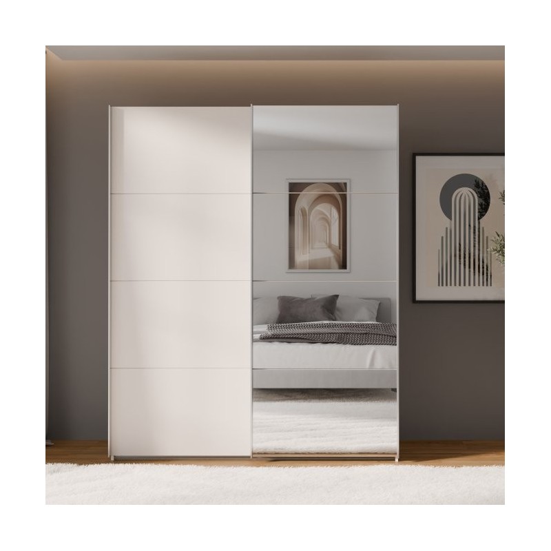 Armario puertas correderas W26 DE 170 cmen color Sand y una puerta con luna Espejo