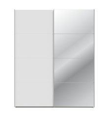 Armario puertas corredera  W26 DE 170 cm Blanco mate y puerta Espejo