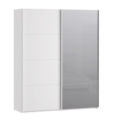 Armario puertas corredera  W26 DE 170 cm Blanco mate y puerta Espejo