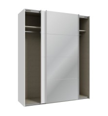 Armario puertas corredera  W26 DE 170 cm Blanco mate y puerta Espejo