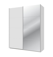 Armario puertas corredera  W26 DE 170 cm Blanco mate y puerta Espejo