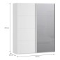 Armario puertas corredera  W26 DE 170 cm Blanco mate y puerta Espejo