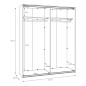 Armario puertas corredera  W26 DE 170 cm Blanco mate y puerta Espejo