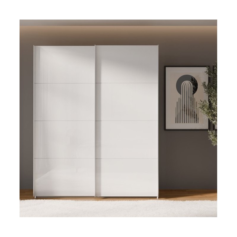 Armario puertas corredera W26 DE 170 cm Blanco brillo cristal Armario puertas corredera W26 DE 170 cm Blanco brillo cristal
