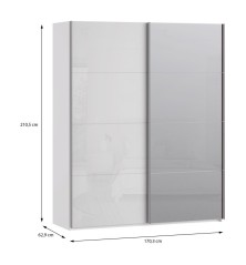 Armario W26 DE 10 cm Blanco Brillo - Espejo