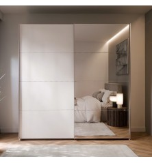 Armario W26 DE 200 cm Blanco Mate-Espejo