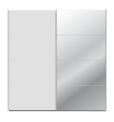 Armario de puertas correderas W26 DE 200 cm Blanco Mate y puerta de Espejo
