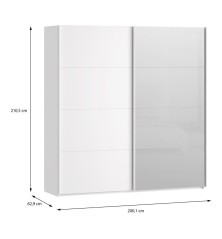 Armario W26 DE 200 cm Blanco Mate-Espejo