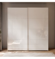 Armario de puertas correderas W26 DE 200 cm Blanco Brillo cristal