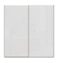 Armario de puertas correderas W26 DE 200 cm Blanco Brillo cristal