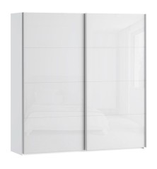 Armario de puertas correderas W26 DE 200 cm Blanco Brillo cristal