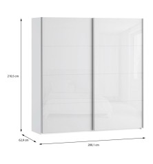 Armario de puertas correderas W26 DE 200 cm Blanco Brillo cristal