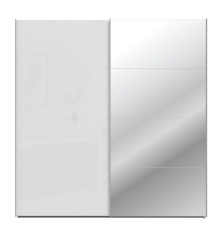 Armario puertas correderas W26 DE 200 cm  color Blanco Brilloy una puerta con lunas de espejo