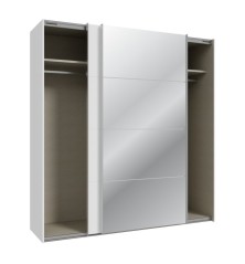 Armario puertas correderas W26 DE 200 cm  color Blanco Brilloy una puerta con lunas de espejo
