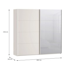 Armario puertas correderas  W26 DE 220 cm en color Sand y puerta lunas de espejo