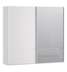 Armario puertas correderas W26 DE 220 cm Blanco mate  y puerta con espejo