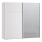 Armario puertas correderas W26 DE 220 cm Blanco mate y puerta con espejo Armario puertas correderas W26 DE 220 cm Blanco mate y puerta con espejo