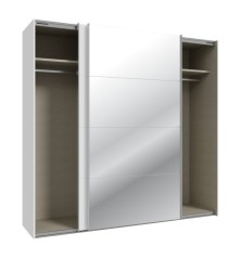 Armario puertas correderas W26 DE 220 cm Blanco mate  y puerta con espejo