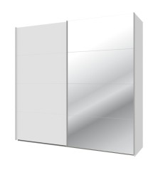 Armario puertas correderas W26 DE 220 cm Blanco mate  y puerta con espejo