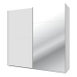 Armario puertas correderas W26 DE 220 cm Blanco mate y puerta con espejo Armario puertas correderas W26 DE 220 cm Blanco mate y puerta con espejo