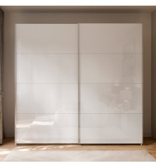 Armario puertas correderas  W26 DE 220 cm en color  Blanco Brillo cristal