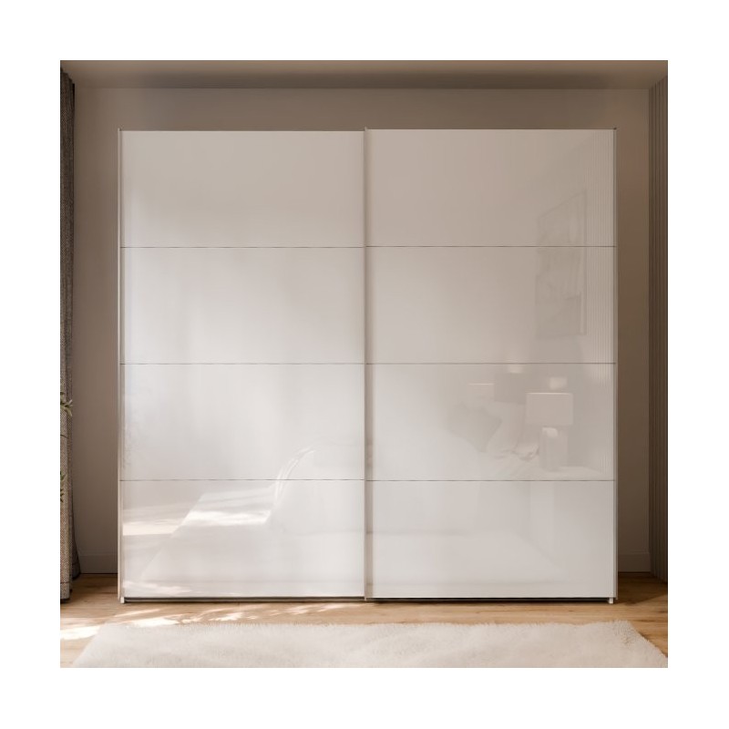 Armario puertas correderas W26 DE 220 cm en color Blanco Brillo cristal Armario puertas correderas W26 DE 220 cm en color Blanco Brillo cristal