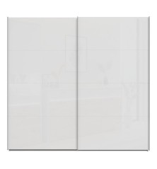 Armario puertas correderas  W26 DE 220 cm en color  Blanco Brillo cristal