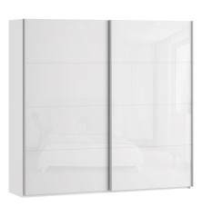 Armario puertas correderas  W26 DE 220 cm en color  Blanco Brillo cristal
