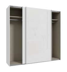 Armario puertas correderas  W26 DE 220 cm en color  Blanco Brillo cristal