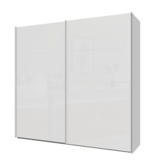 Armario puertas correderas  W26 DE 220 cm en color  Blanco Brillo cristal