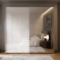 Armario puertas correderas  W26 DE 220 cm Blanco brillo cristal y puerta con espejo