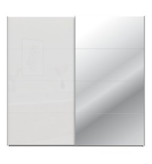 Armario puertas correderas W26 DE 220 cm Blanco brillo cristal y puerta con espejo