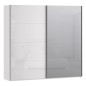Armario puertas correderas  W26 DE 220 cm Blanco brillo cristal y puerta con espejo